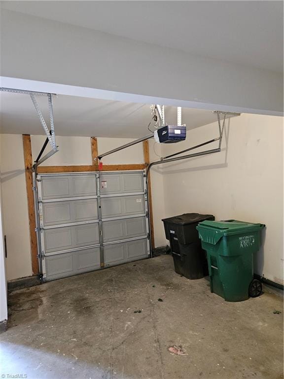 garage with a garage door opener