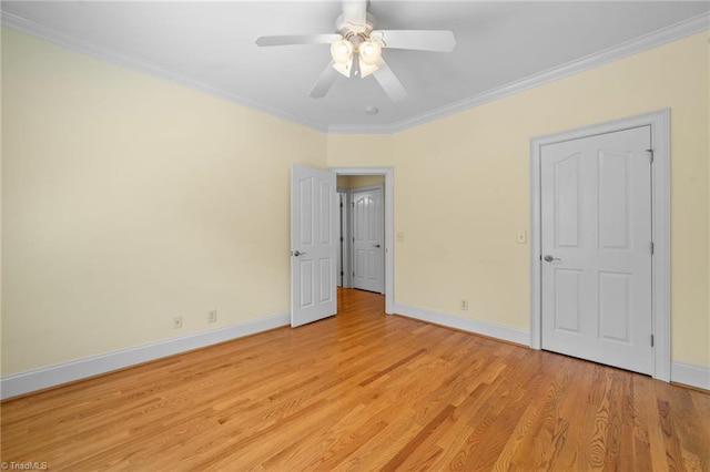1010 Mill Pointe Way, Elon, NC 27244 - unfurnished bedroom with ornamental molding, light wood finished floors, and ceiling fan
