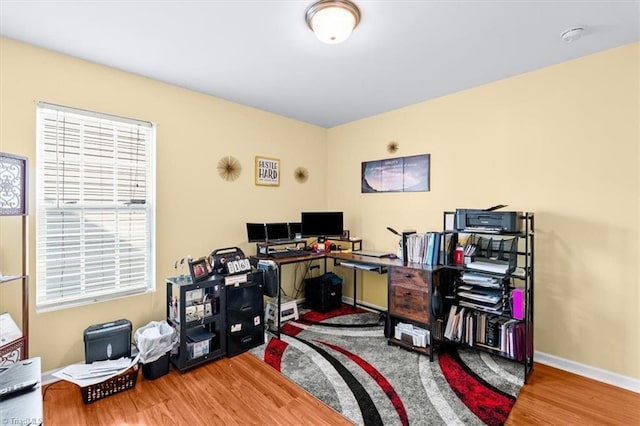 office area featuring hardwood / wood-style floors