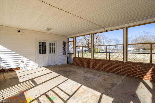 view of unfurnished sunroom