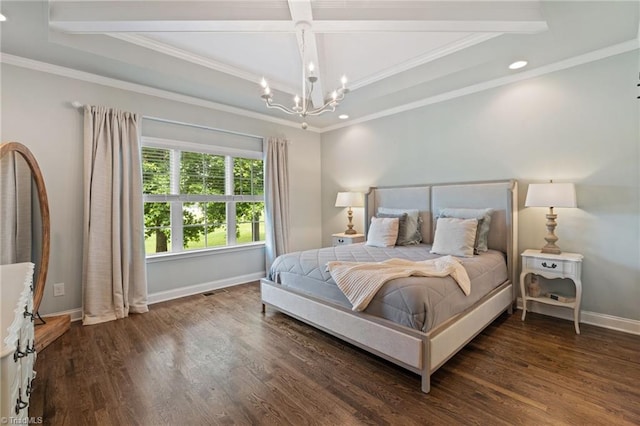 3922 Tam O Shanter Rd, Kernersville, NC 27284 - bedroom featuring a chandelier, wood finished floors, recessed lighting, and crown molding