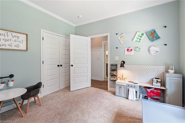 3922 Tam O Shanter Rd, Kernersville, NC 27284 - game room with ornamental molding and carpet