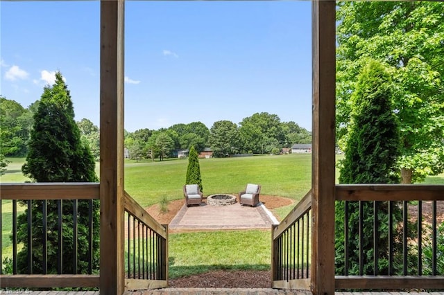 3922 Tam O Shanter Rd, Kernersville, NC 27284 - view of green lawn with a fire pit