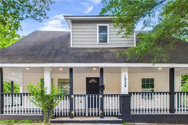 1924 E 25th St, Winston-Salem, NC 27105 - view of front of house with covered porch and a shingled roof