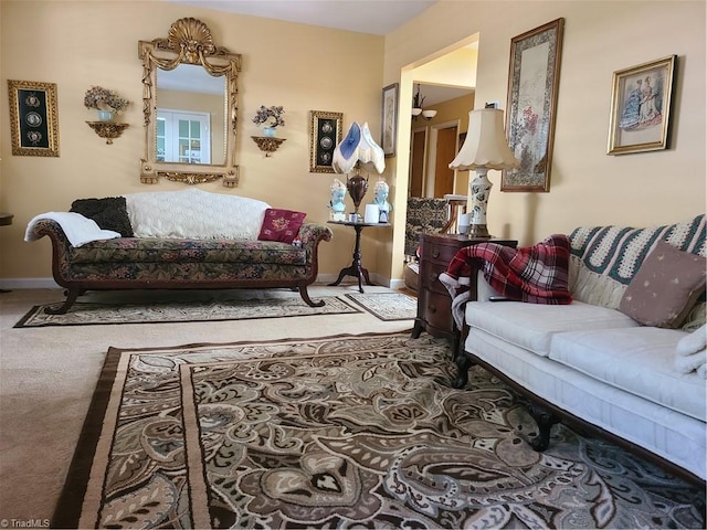 living room featuring carpet flooring