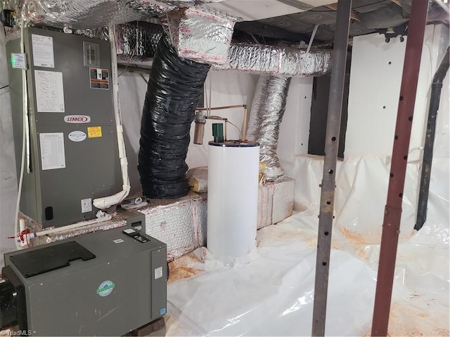 utility room featuring gas water heater