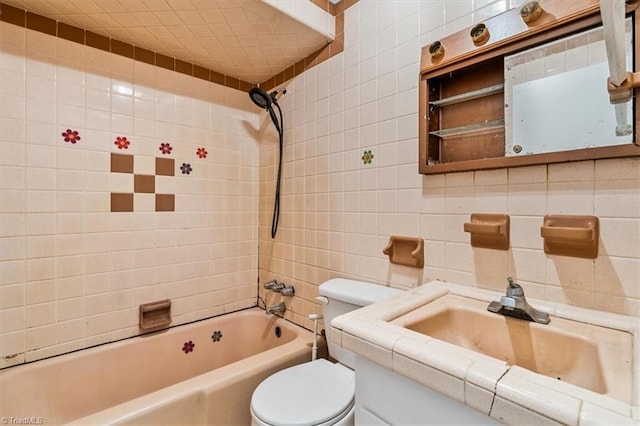 1655 Oakleigh Rd, Mcleansville, NC 27301 - full bathroom featuring tile walls,  shower combination, and vanity