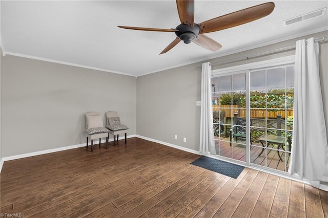 5660 W Market St Unit A, Greensboro, NC 27409 - unfurnished room with ceiling fan, crown molding, wood finished floors, and baseboards