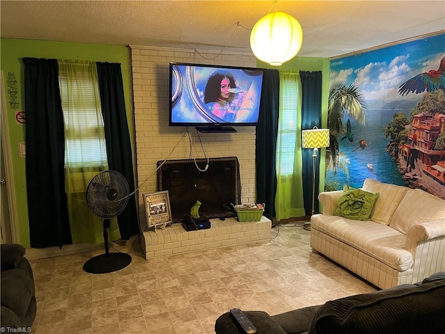 2778 Reynolds Park Rd, Winston-Salem, NC 27107 - living area with a fireplace and a textured ceiling