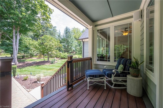 deck featuring covered porch