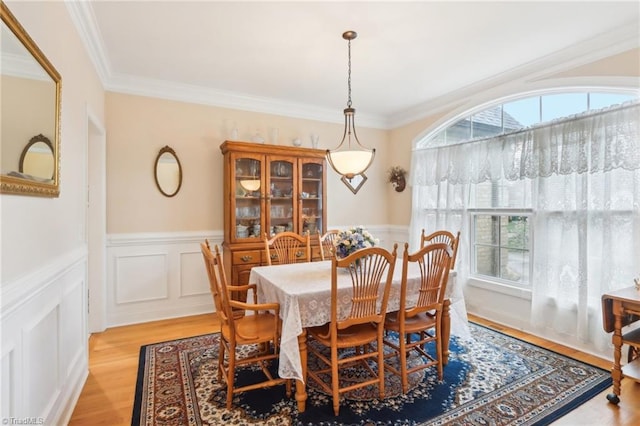 100 Wentworth Dr, Winston-Salem, NC 27107 - dining room with a wainscoted wall, crown molding, and light wood-style floors