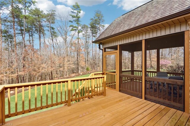 100 Wentworth Dr, Winston-Salem, NC 27107 - deck featuring a lawn