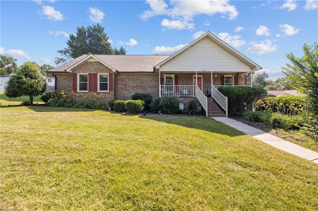1941 Larkhill Dr, Kernersville, NC 27284 - ranch-style home with brick siding, a front lawn, and covered porch