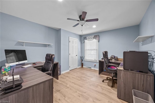 1941 Larkhill Dr, Kernersville, NC 27284 - office with ceiling fan, light wood finished floors, and recessed lighting