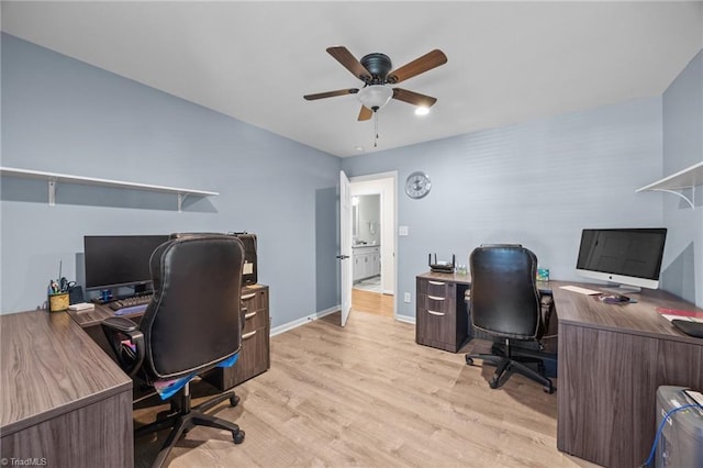 1941 Larkhill Dr, Kernersville, NC 27284 - office with a ceiling fan and wood finished floors