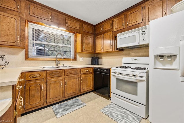 kitchen featuring sink and white appliances