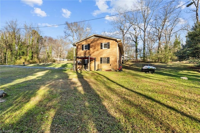 view of property exterior featuring a lawn