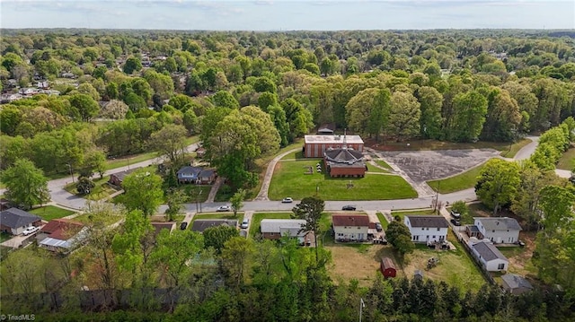 drone / aerial view with a forest view