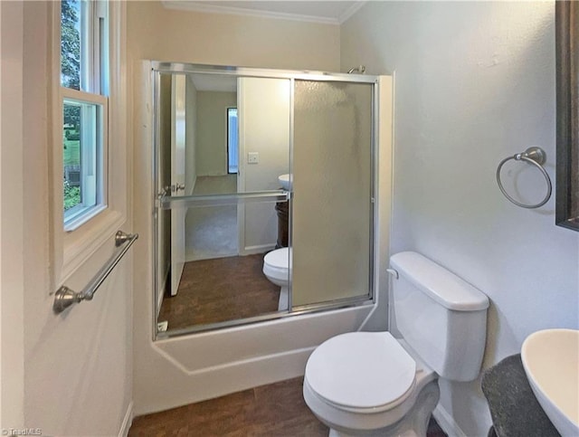 6630 Riverwood Rd, Walkertown, NC 27051 - bathroom with crown molding and an enclosed shower