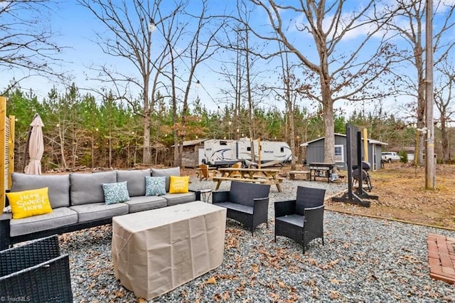 view of patio featuring an outdoor living space