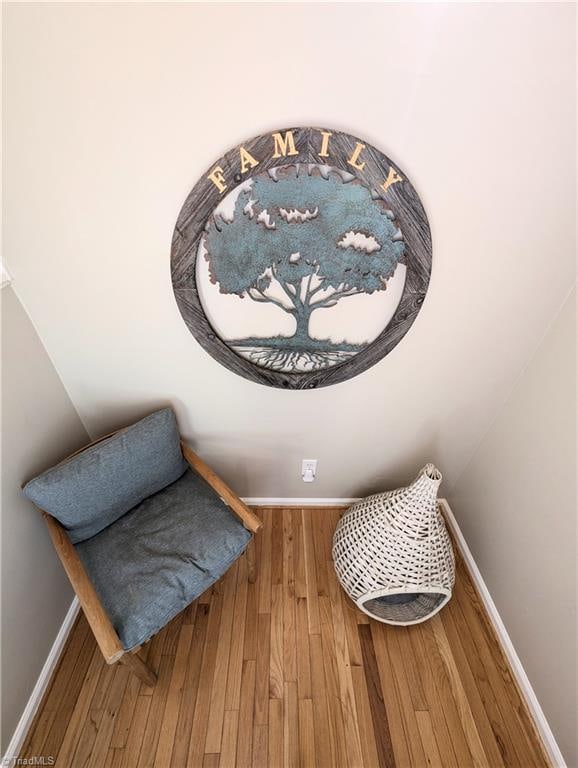 living area featuring hardwood / wood-style flooring