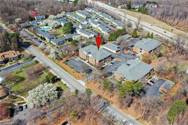 aerial view with a residential view