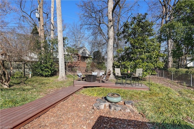 view of yard featuring a deck