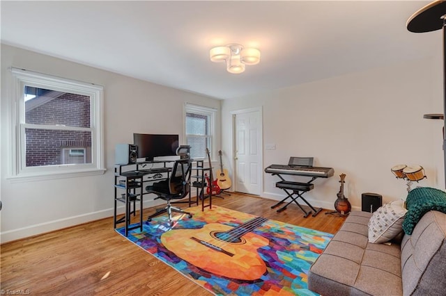 office space featuring light hardwood / wood-style floors