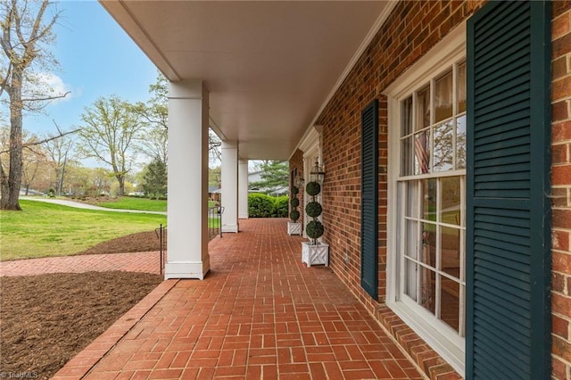 view of terrace with a porch