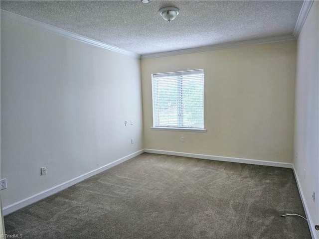 unfurnished office featuring crown molding, a textured ceiling, and dark hardwood / wood-style floors