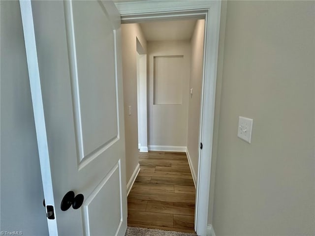 corridor featuring light wood-type flooring