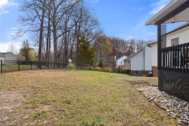 view of yard with a fenced backyard