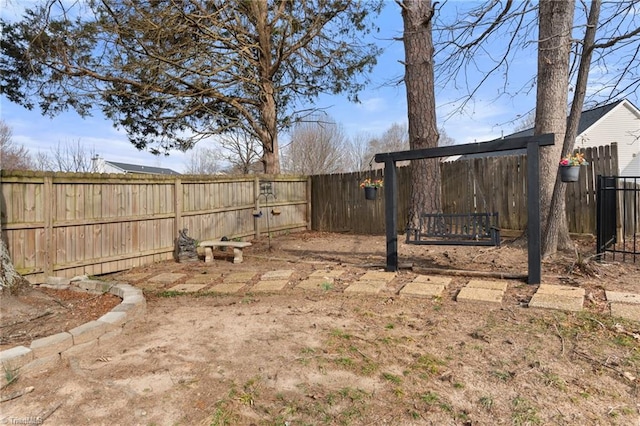 view of yard featuring a fenced backyard