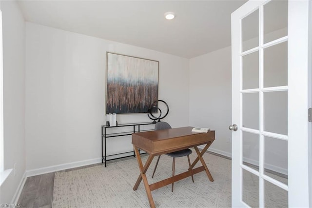 248 Warbler Way, Lexington, NC 27295 - office with baseboards, french doors, light wood-type flooring, and recessed lighting