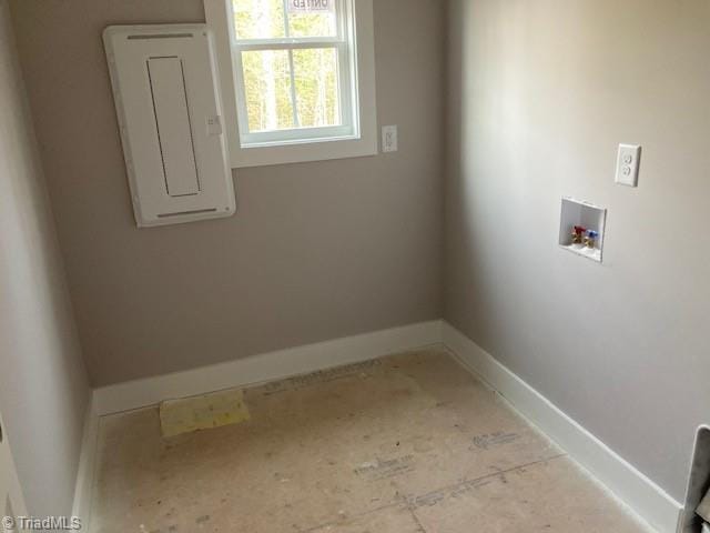 laundry area featuring washer hookup and electric panel