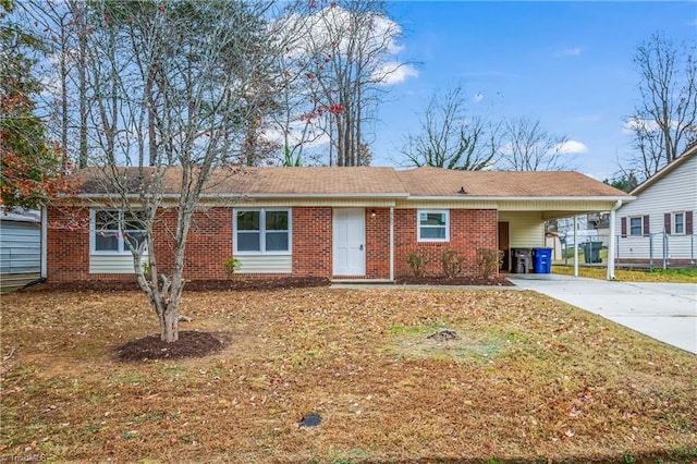 single story home with a carport