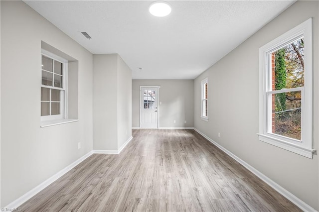 spare room featuring light hardwood / wood-style flooring and a wealth of natural light