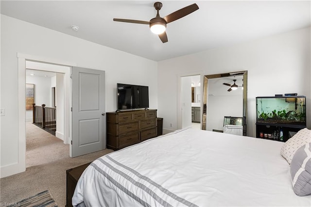 bedroom featuring carpet and ceiling fan