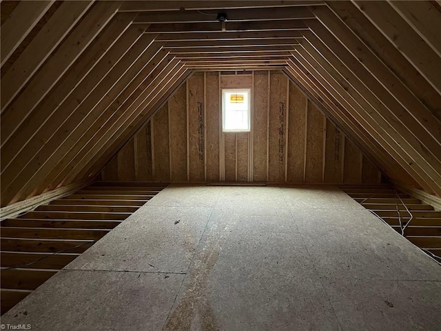 view of unfinished attic