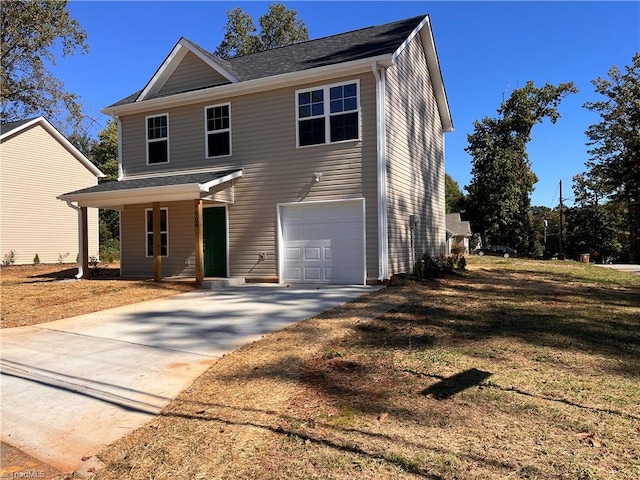 view of front of home featuring a porch and a garage