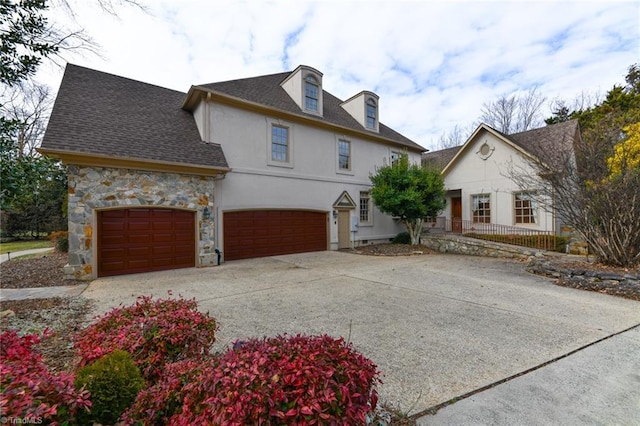 view of front of house with a garage