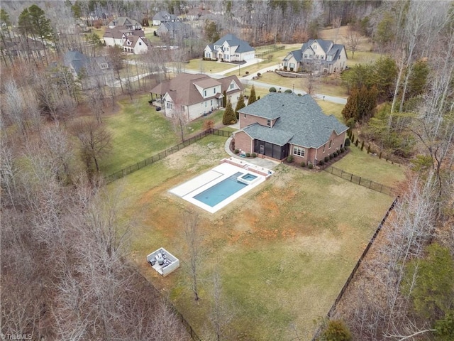 aerial view featuring a residential view