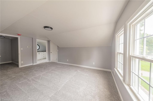 bonus room featuring lofted ceiling and carpet floors