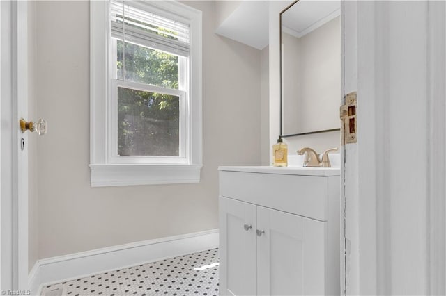 1501 Wiltshire St, High Point, NC 27265 - bathroom with vanity and baseboards