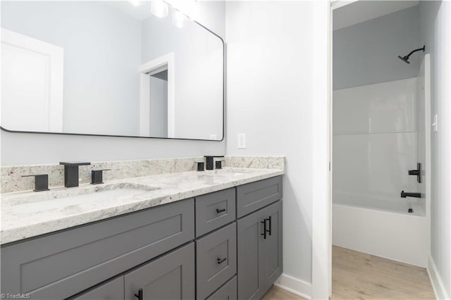 115 Corbin Ln, Lexington, NC 27295 - full bathroom featuring double vanity, wood finished floors, and  shower combination