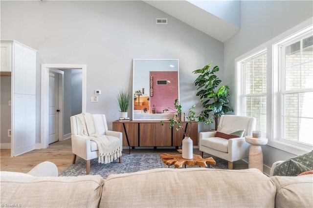 115 Corbin Ln, Lexington, NC 27295 - living area featuring high vaulted ceiling and light wood-style floors