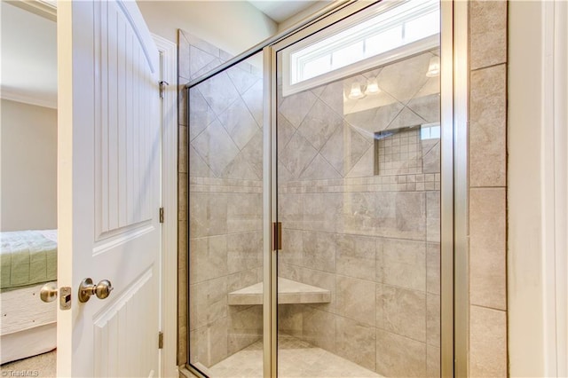 bathroom featuring walk in shower