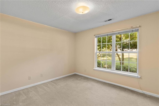 carpeted spare room with a textured ceiling