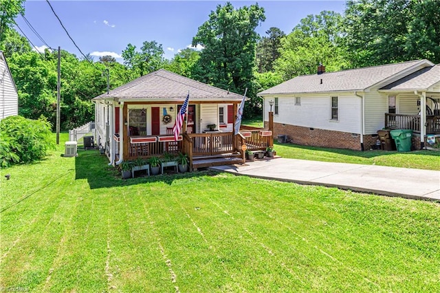 1602 Larkin St, High Point, NC 27262 - back of house featuring covered porch, a lawn, and crawl space