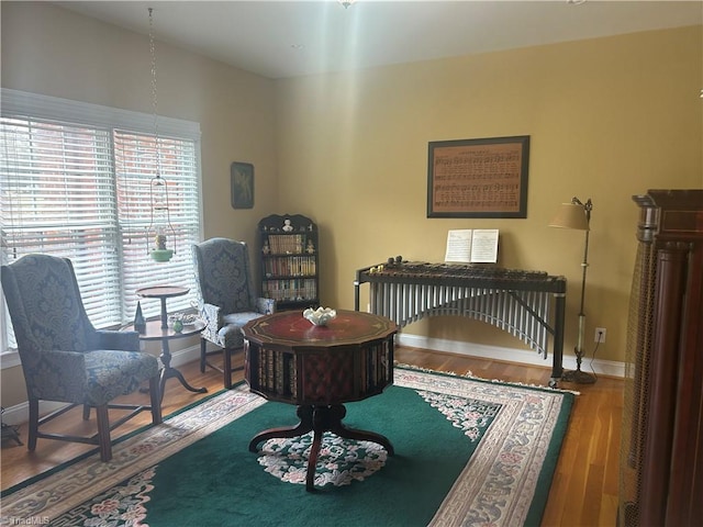 sitting room featuring baseboards and wood finished floors